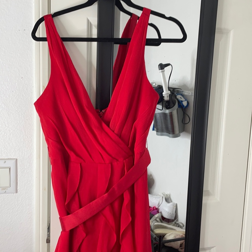 Red V-Neck Women’s Wedding Dress - Unbranded